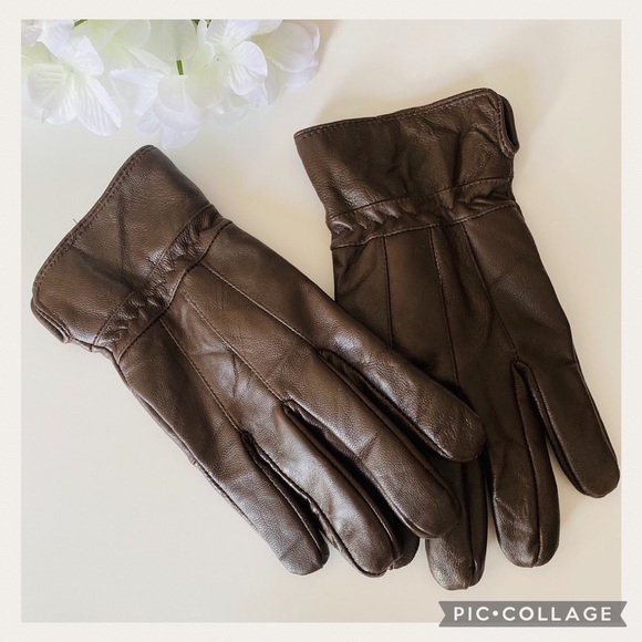 Used 1XmWoman’s Super Soft Brown Fleece Lined Leather Gloves - Picture 3 of 5